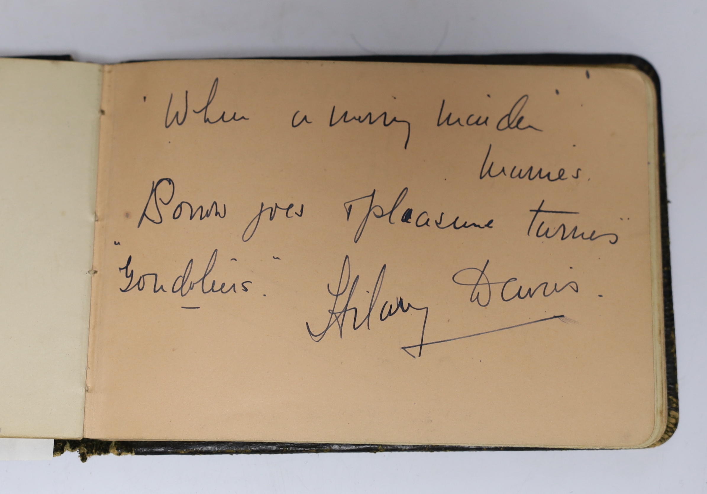 D’Oyly Carte and Gilbert & Sullivan interest; A silver vase by William Comyns with etched dedication; ‘Alice, from Arthur Sullivan 9 June 1892’, hallmarked London 1891, together with a 1920s autograph book of D’Oyly Cart